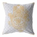 Homeroots 20 in. Hamsa Indoor & Outdoor Throw Pillow Gold & Gray 412343